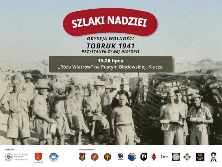 Plakat: Tobruk 1941 i Żywa Historia przy Róży Wiatrów w Kluczach, 2025
